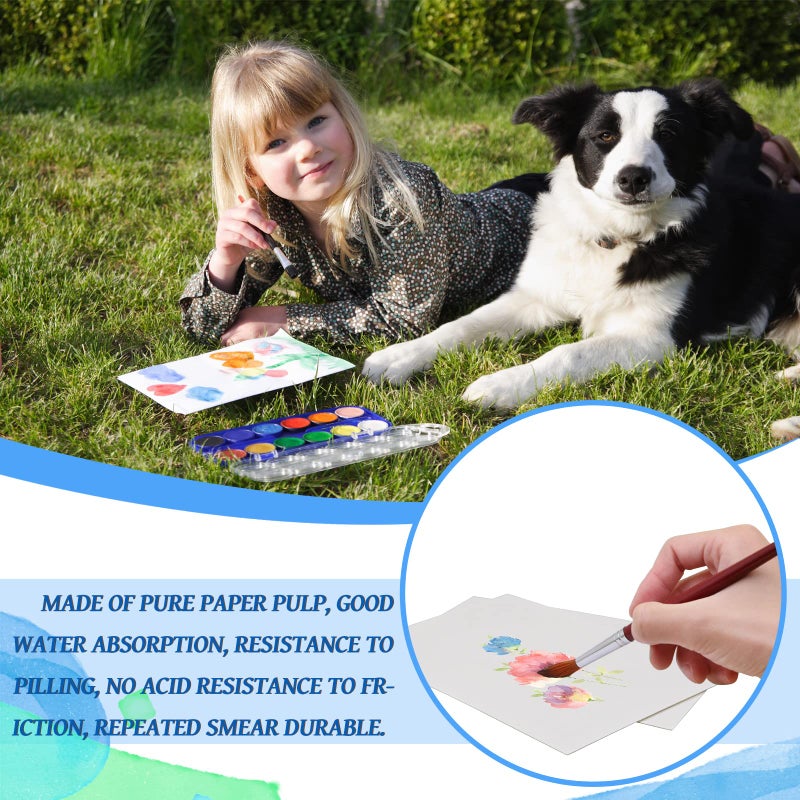 Fyess 120Pcs 100% Rag Cotton White Watercolor Paper 140lb Heavyweight Paper Watercolor Paper Cards Cold Press Paper Bulk Watercolor Drawing Student Artist for Kids,5 x 7 inch - Image 5