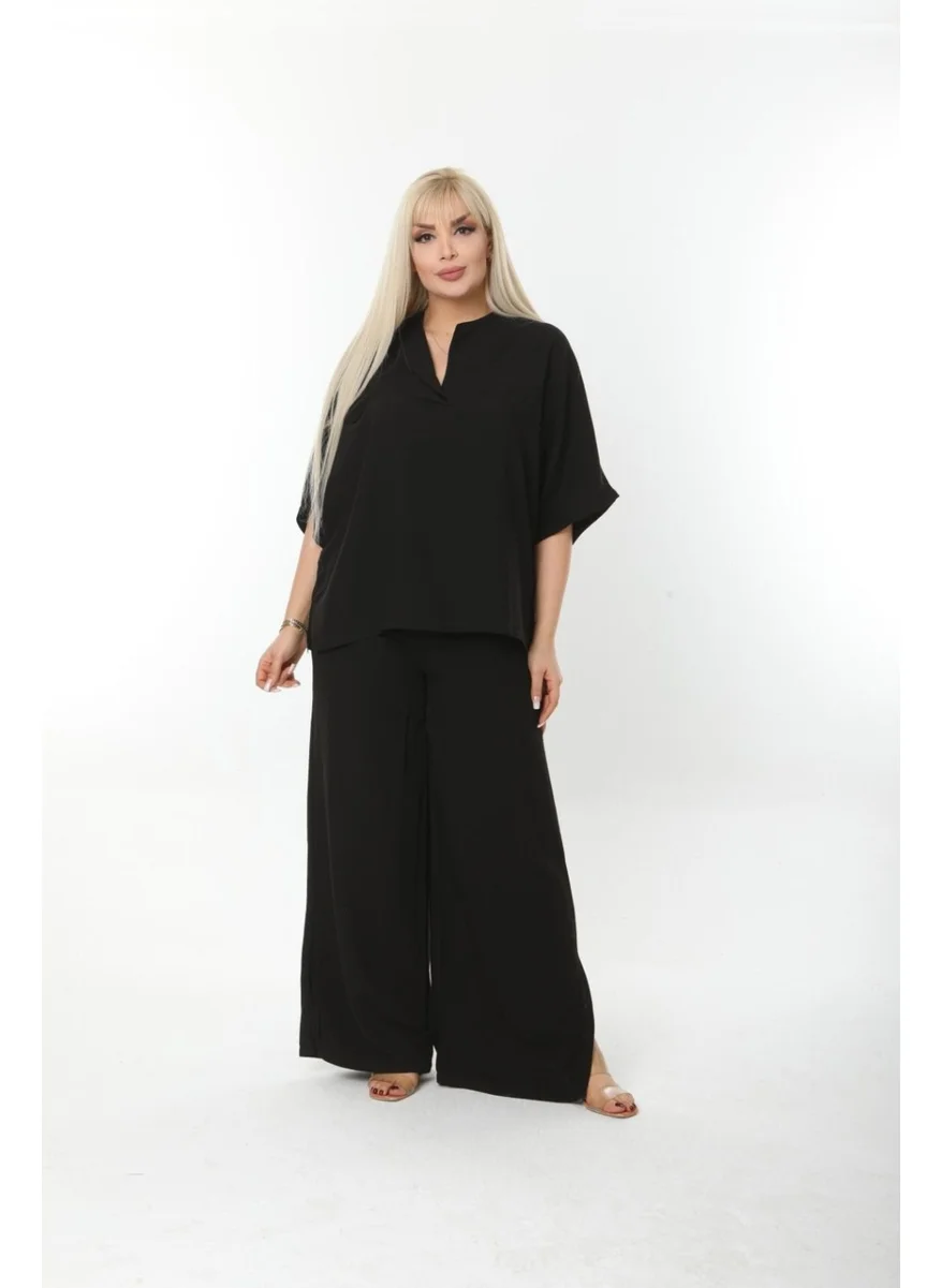 Escbutik Large Size Side Slit Comfortable Two-piece Suit with Trousers Stylish Bottom-Top Suit