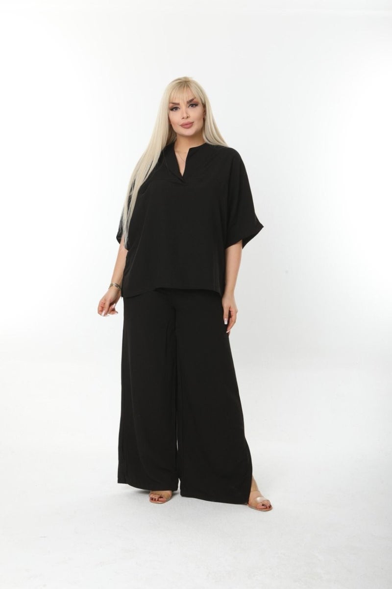 Escbutik Large Size Side Slit Comfortable Two-piece Suit with Trousers Stylish Bottom-Top Suit  - Image 4