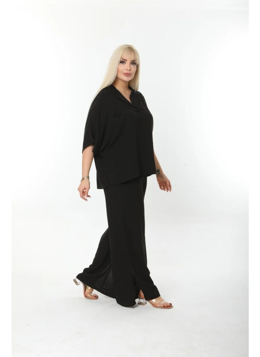 Escbutik Large Size Side Slit Comfortable Two-piece Suit with Trousers Stylish Bottom-Top Suit