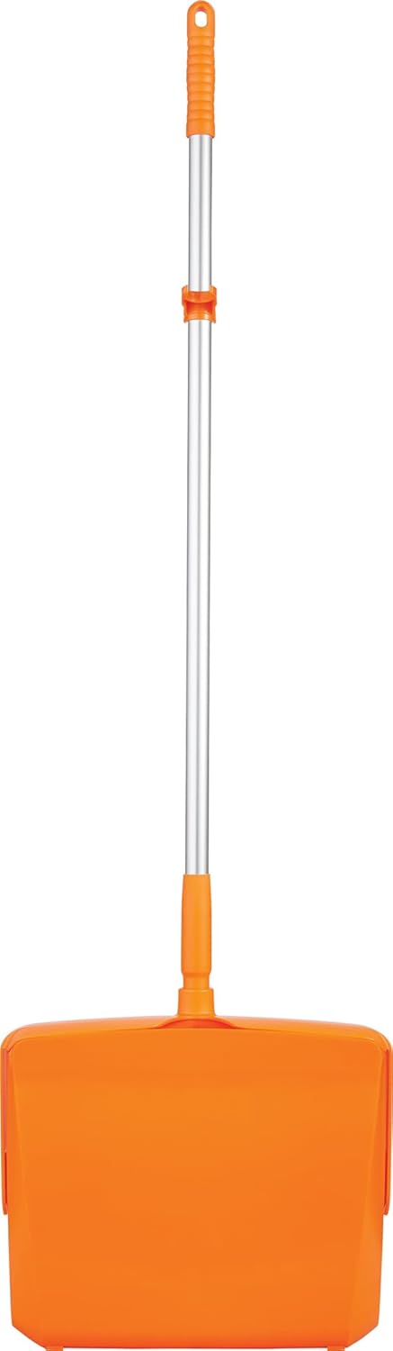Vikan Remco  A Vikan Company 62507 Lobby Dustpan with Broom PolypropylenePolyesterAluminum 7 X 14 Bin 37 Handle Orange  - Image 4