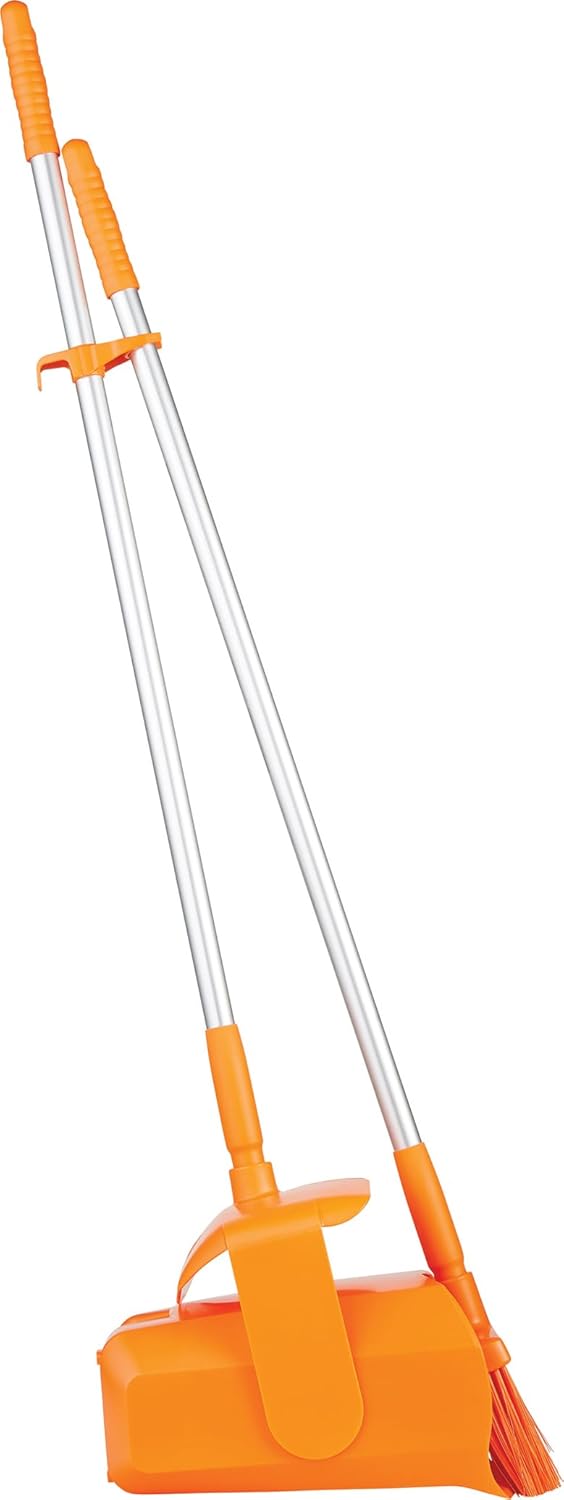 Vikan Remco  A Vikan Company 62507 Lobby Dustpan with Broom PolypropylenePolyesterAluminum 7 X 14 Bin 37 Handle Orange  - Image 3