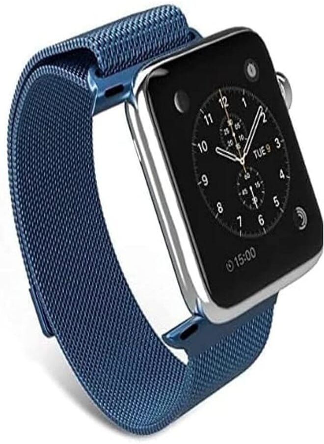 Generic - Magnetic milanese loop stainless steel metal band for apple iwatch 42mm/44mm - blue color - Image 1