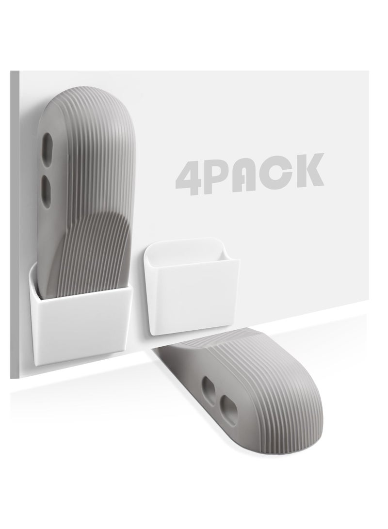 SYOSI Security Door Stop, Pack of 4 Rubber Heavy Duty Door Stoppers, Non- Quality Door Wedge with Holders for Home Office and School, Works All Floor Types And Carpet Heavy Duty Door Clip (Gray) - Image 2