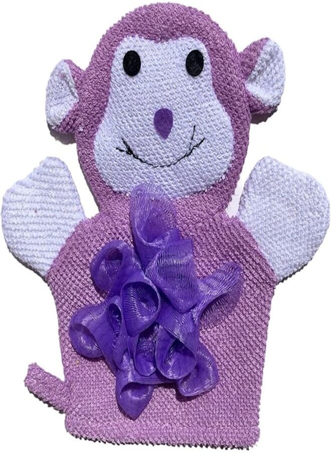 Generic Baby Bath Sponge Glove - Purple Monkey 