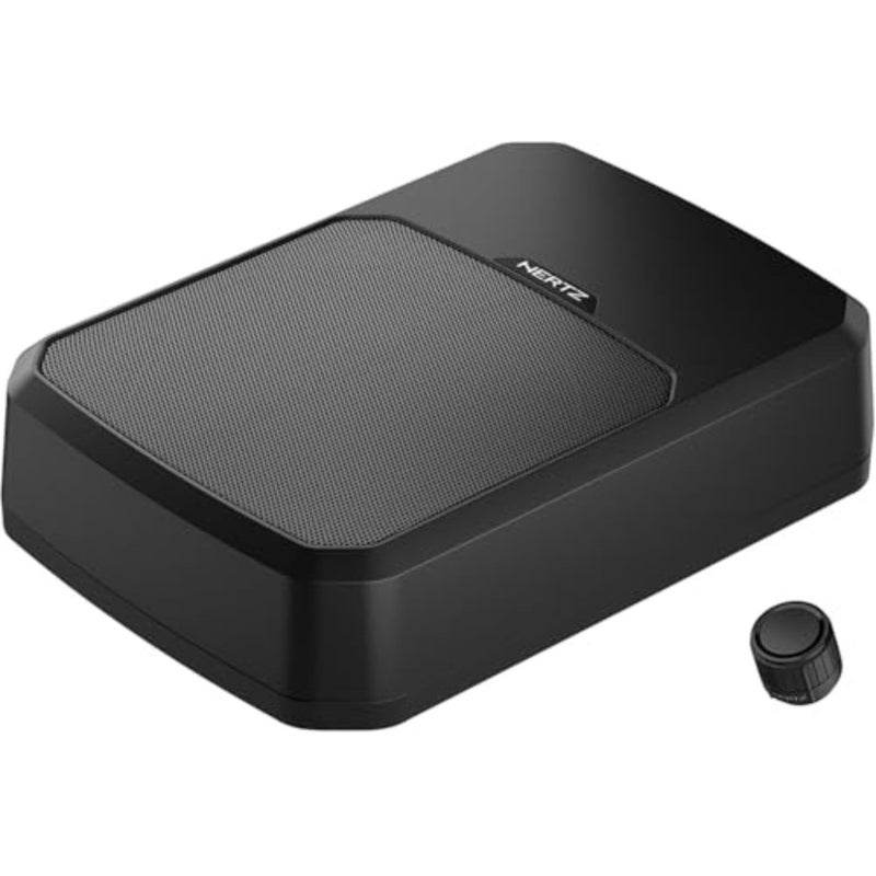 Slim active subwoofer for home theater use, MDF enclosure, black finish, 200 mm driver with 440 W peak power and 220 W RMS output - Image 1