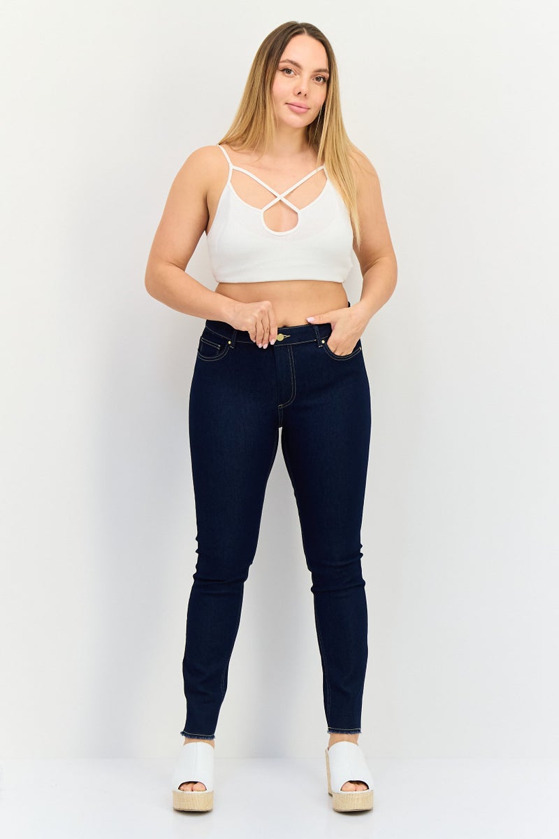 ONLY جينز جدي باي أونلي للنساء بقصة عادية قابل للتمدد، أزرق داكن - Image 4