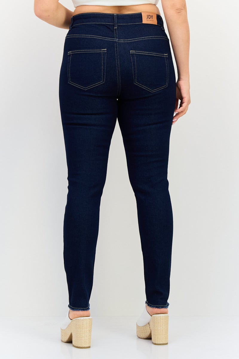 ONLY جينز جدي باي أونلي للنساء بقصة عادية قابل للتمدد، أزرق داكن - Image 3