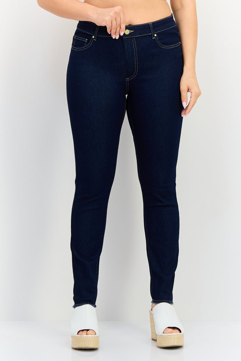 ONLY جينز جدي باي أونلي للنساء بقصة عادية قابل للتمدد، أزرق داكن - Image 1