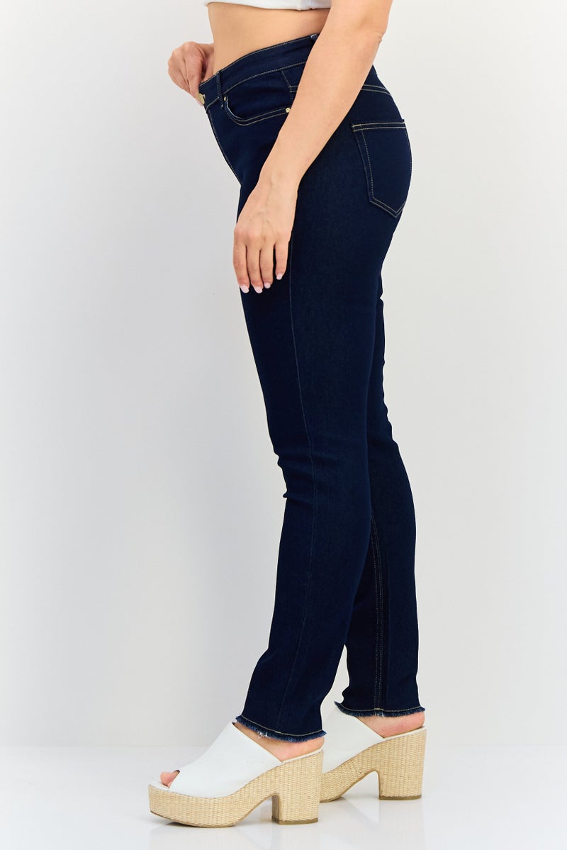 ONLY جينز جدي باي أونلي للنساء بقصة عادية قابل للتمدد، أزرق داكن - Image 2