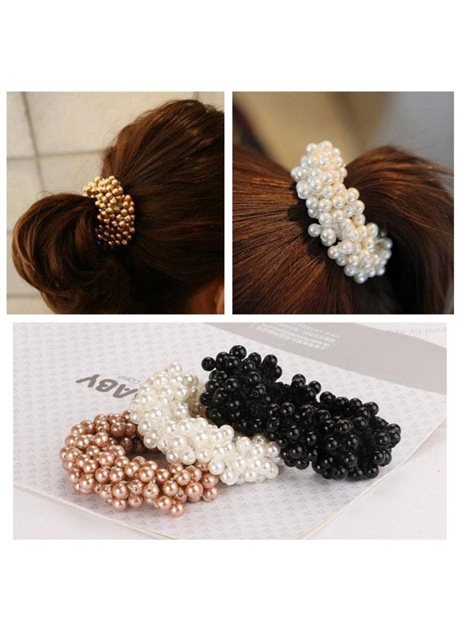 Ruihfas Casualfashion 3Pcs Fashion Korean Hair Accessories Beaded Elastic Hair Ties for Women Girls Pearls Hair Bands Rope - Image 1
