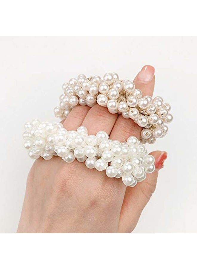 Ruihfas Casualfashion 3Pcs Fashion Korean Hair Accessories Beaded Elastic Hair Ties for Women Girls Pearls Hair Bands Rope - Image 3