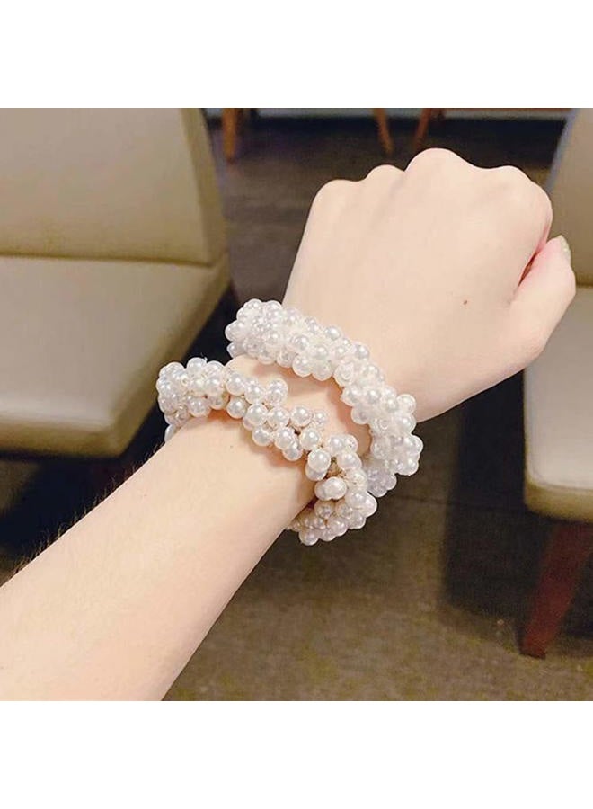 Ruihfas Casualfashion 3Pcs Fashion Korean Hair Accessories Beaded Elastic Hair Ties for Women Girls Pearls Hair Bands Rope - Image 4