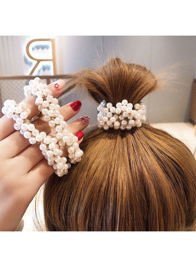 Ruihfas Casualfashion 3Pcs Fashion Korean Hair Accessories Beaded Elastic Hair Ties for Women Girls Pearls Hair Bands Rope - Image 5