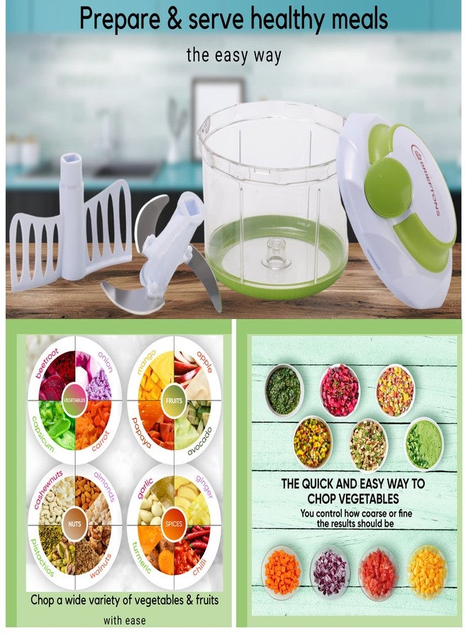Brieftons QuickPull Manual Food Chopper: Large 4-Cup Powerful Hand Pull Chopper/Mincer/Mixer Blender to Chop Onion, Garlic, Vegetables, Fruits, Herbs for Salsa, Salad, Pesto, Puree, Indian Cooking - Image 5