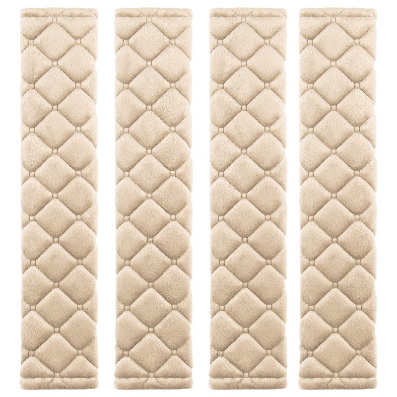MIKAFEN 4 Pack Universal Car Seat Belt Pads Adult Seat Belt Shoulder Strap Covers Harness Pad for CarBagSoft Comfort Helps Protect You Neck Shoulder from The Seat Belt Rubbing 4packBeige