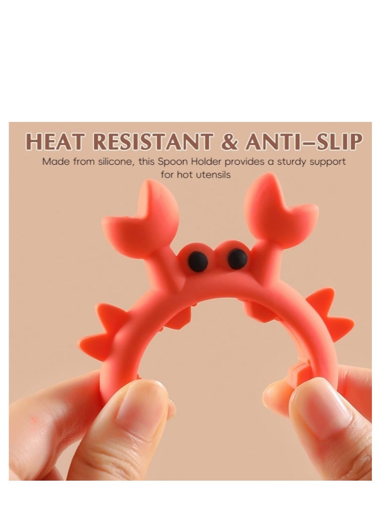 OASIS-TH Silicone Spoon Rest Crab Shaped Spatula Rack –Heat Resistant Spatula Holder, Cooking Pot Clip Spoon Holder Kitchen Gadget 2Pcs - Image 3