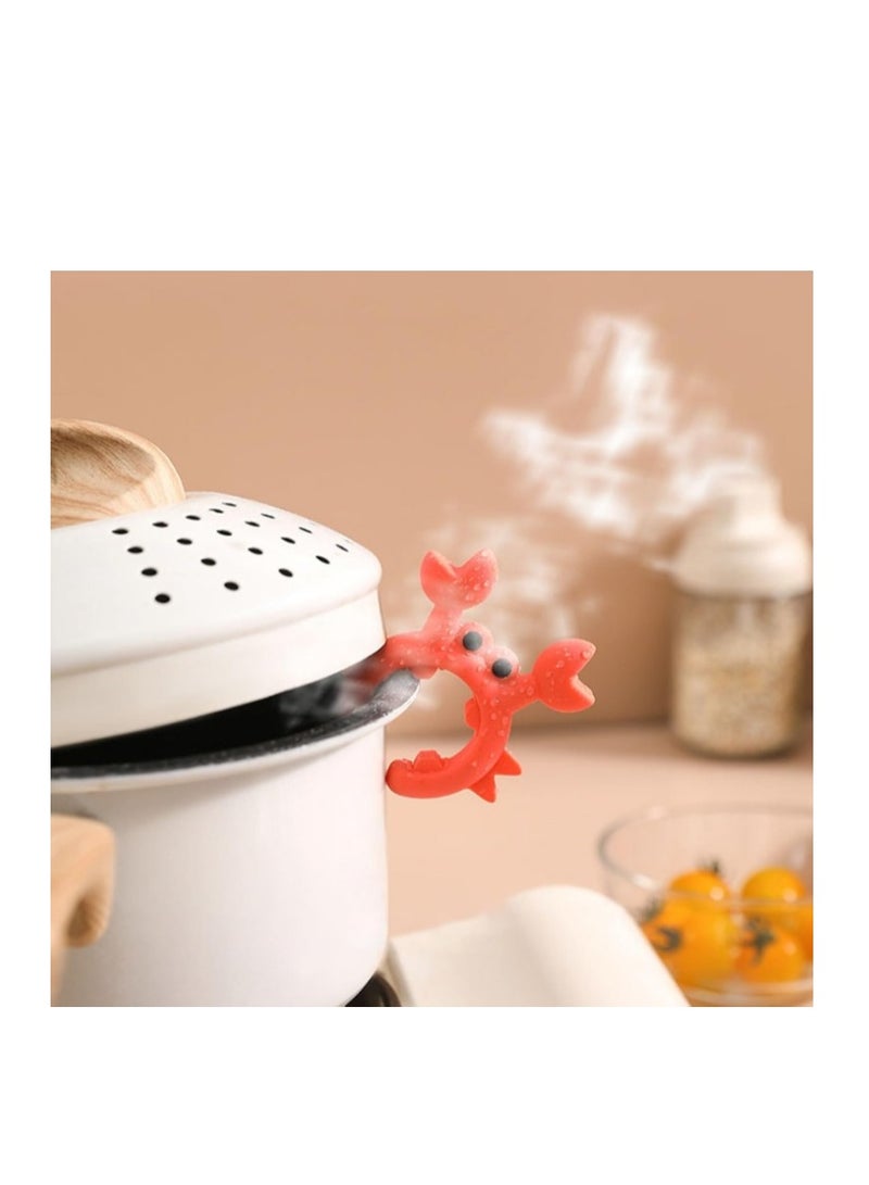 OASIS-TH Silicone Spoon Rest Crab Shaped Spatula Rack –Heat Resistant Spatula Holder, Cooking Pot Clip Spoon Holder Kitchen Gadget 2Pcs - Image 2