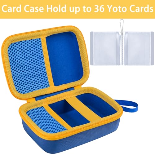 co2CREA Hard Case Compatible with Yoto Mini 2024 Edition Kids Audio Music Player Children Speaker Plays Audiobook Cards Radio and Card Holder Hold up to Yoto 36 Cards, Blue Case + Yellow Zipper - Image 5