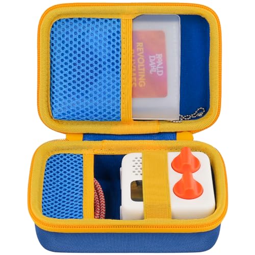 co2CREA Hard Case Compatible with Yoto Mini 2024 Edition Kids Audio Music Player Children Speaker Plays Audiobook Cards Radio and Card Holder Hold up to Yoto 36 Cards, Blue Case + Yellow Zipper - Image 1