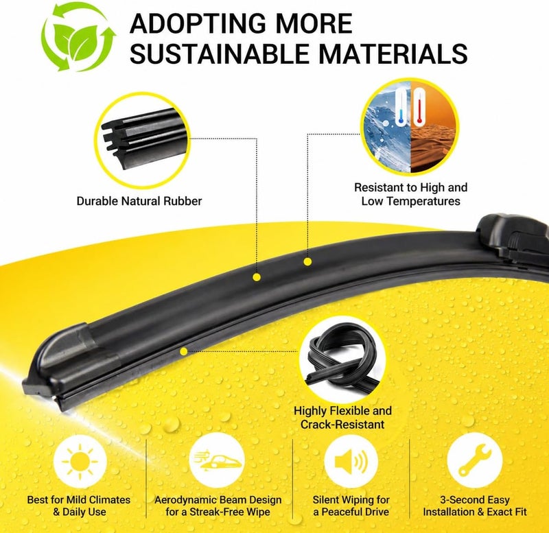 DOG TAIL OEM Wiper Blade for My Car, 21"+21" Premium All-Season Front Windshield Wiper Blades (Set of 2) - Image 3