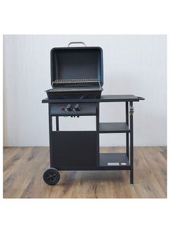 DANUBE HOME 2 Burner Gas BBQ Grill With Wheels Movable Barbecue Grill Portable Cart Style Gas BBQ Griller For Patio Lawn Garden Picnic Camping L 90x53x95.5 cm Black  - Image 1