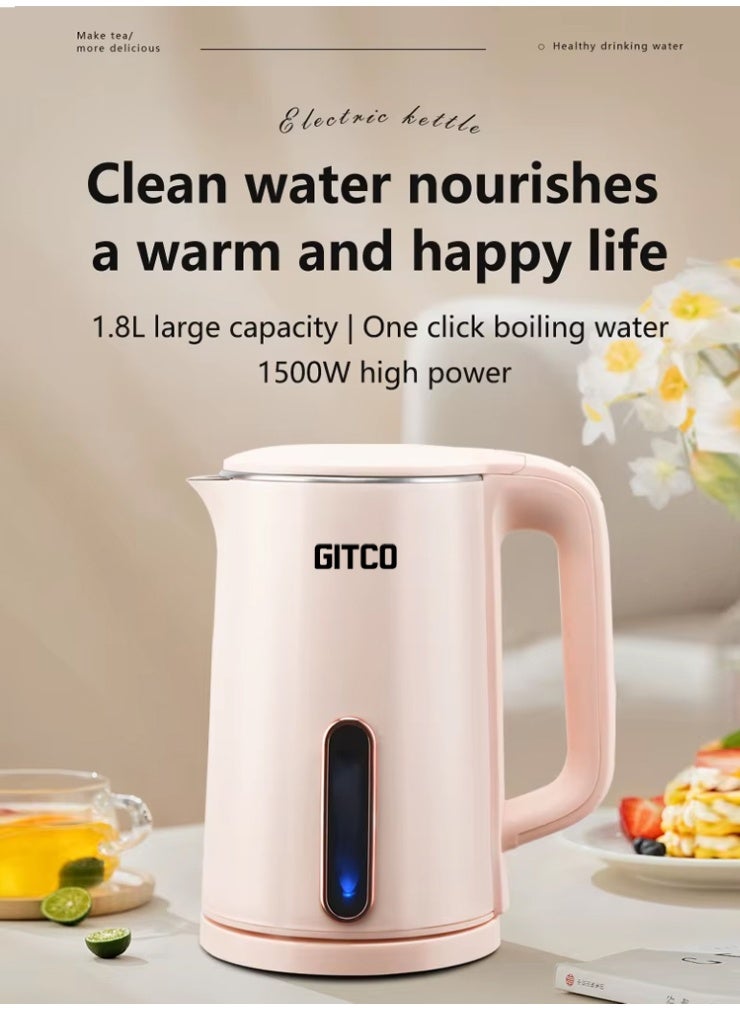GITCO Smart Electric Water Kettle Portable 1.8L Stainless Steel, Automatic Hot Water Quiet Fast Boil, Perfect for Traveling Boiling Water, Coffee, Tea 1500 W - Image 4