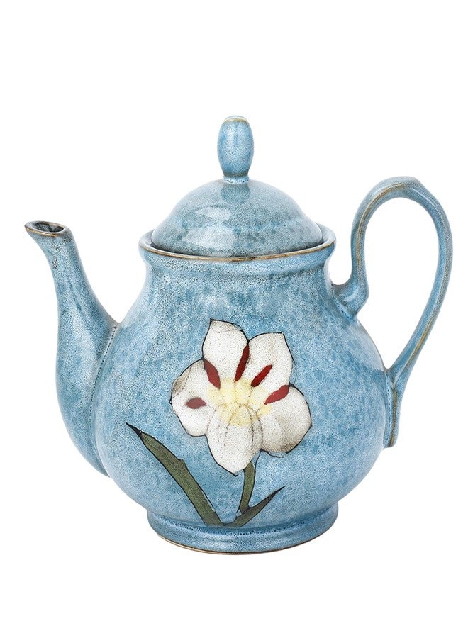 Katathani Ceramic Teapot 30 oz, Under-Glaze Hand-Painted Porcelain Tea Pot for Blooming and Loose Tea, Elegant Gift to Women & Tea Party - Image 1