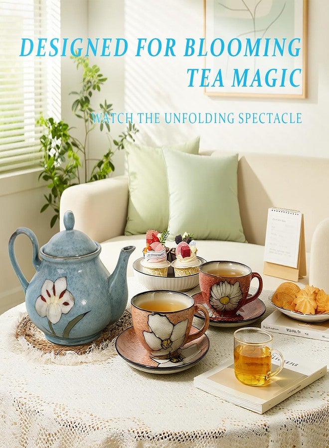 Katathani Ceramic Teapot 30 oz, Under-Glaze Hand-Painted Porcelain Tea Pot for Blooming and Loose Tea, Elegant Gift to Women & Tea Party - Image 5