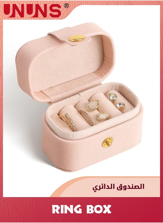 UNUNS Ring Box,Travel Jewelry Case,Portable Ring Storage Case For Rings Earrings,Gifts For Women Girls,Pink  - Image 1