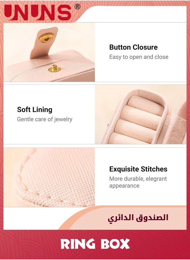 UNUNS Ring Box,Travel Jewelry Case,Portable Ring Storage Case For Rings Earrings,Gifts For Women Girls,Pink  - Image 3
