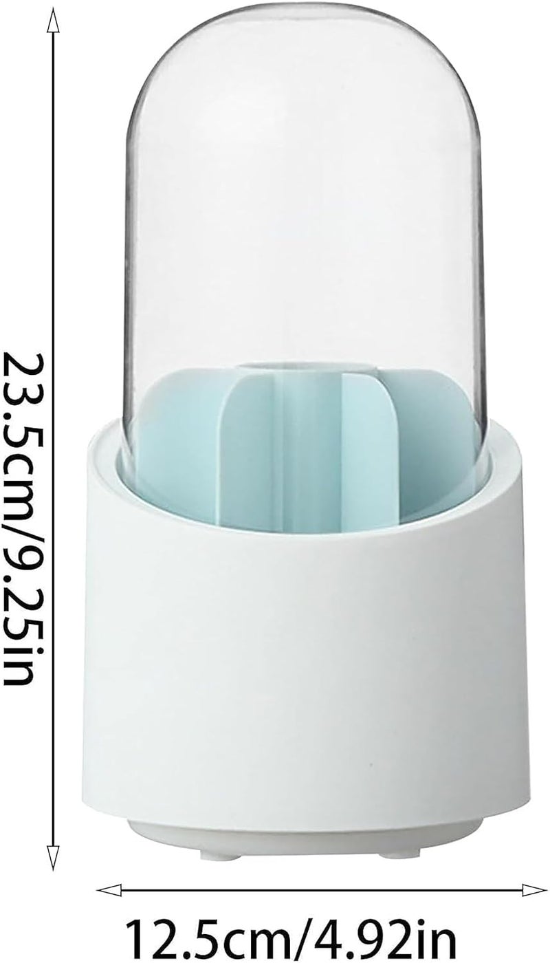 Zipron Makeup Brush Holder Organizer with Lid360 Rotating Clear Dustproof Makeup Brushes Organizer for Vanity Desktop Bathroom Countertop Transparent - Image 3