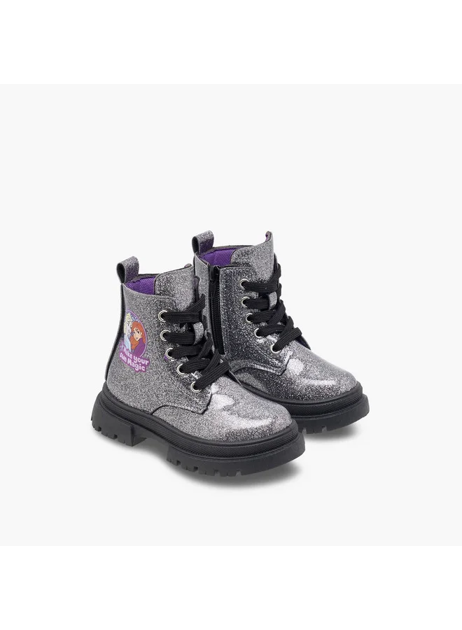 Disney Girls Frozen Print Ankle Boots with Zip Closure