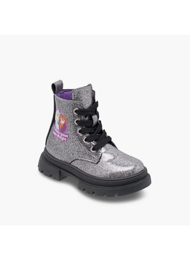 Disney Girls Frozen Print Ankle Boots with Zip Closure - Image 2