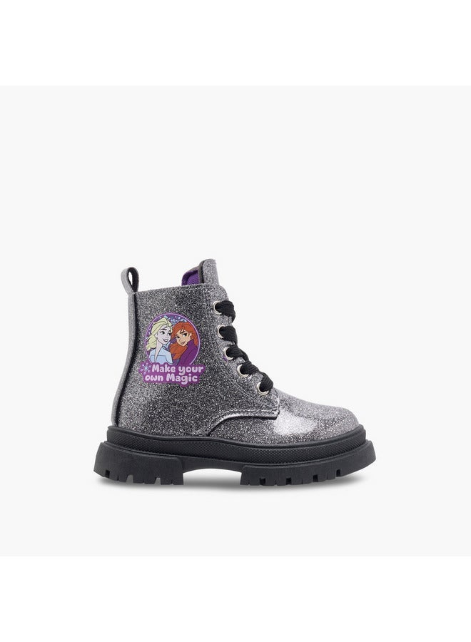 Disney Girls Frozen Print Ankle Boots with Zip Closure - Image 1