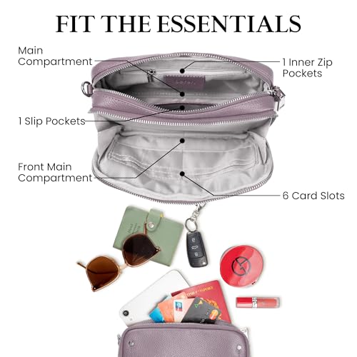 befen Genuine Leather Crossbody Bags for Women, Purses with Built in RFID Wallet Woman Camera Shoulder Bag Handbags Anti Theft Cross Over body Purses with Adjustable Strap, Purple - Image 4
