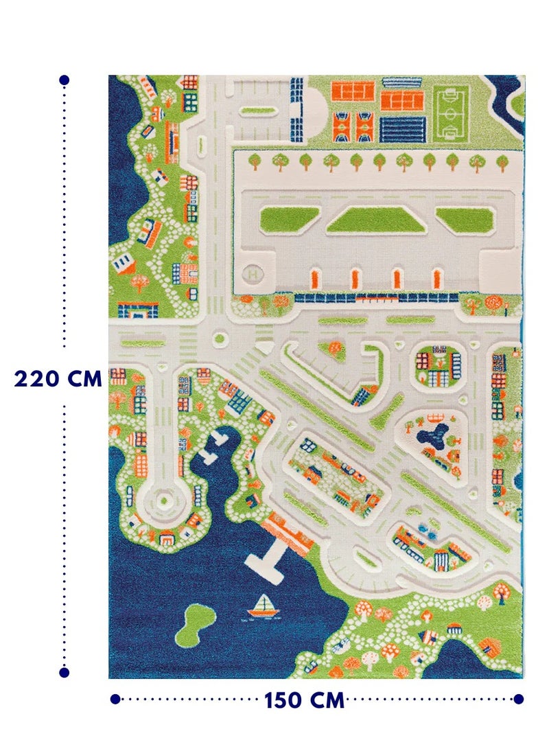 IVI 3D Play Carpet Mini City - XL | Blue | Activity Playmat for Kids & Children | Bedroom, Living Room, Nursery Rug | Polypropylene | Foldable | 220 cm x 150 cm - Image 2