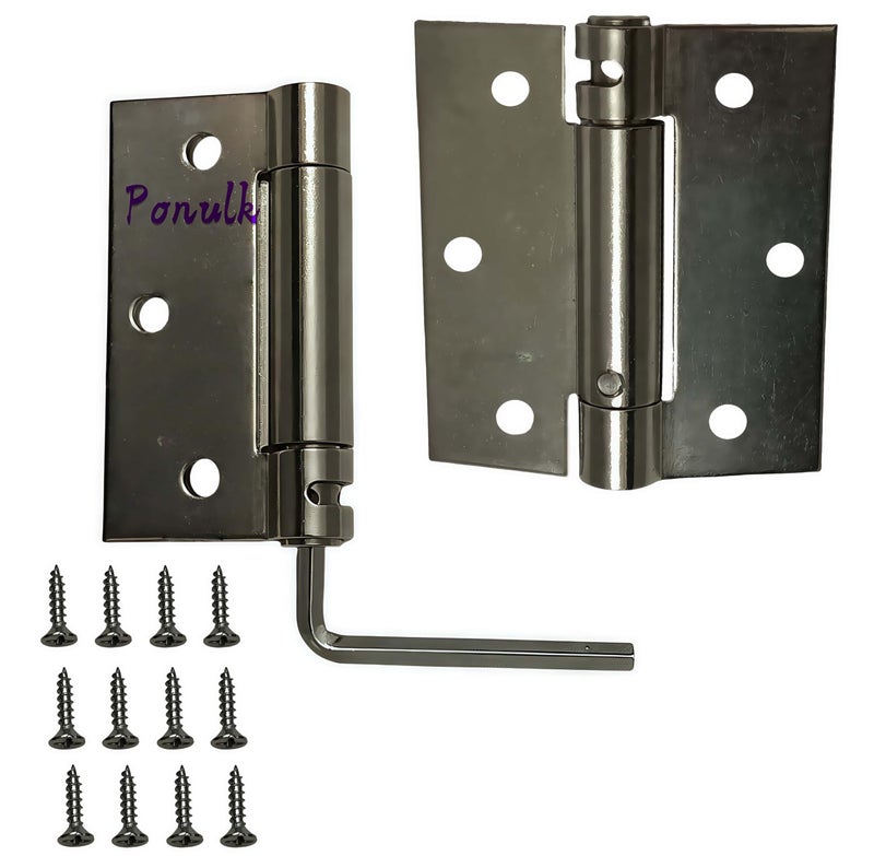 Ponulk 2 Pack 3 Inch Silver Finish Self Closing Spring Hinges Heavy Duty Reversible Hinges for Left Right Hand Doors Includes Mounting Screws Allen Key - Image 2