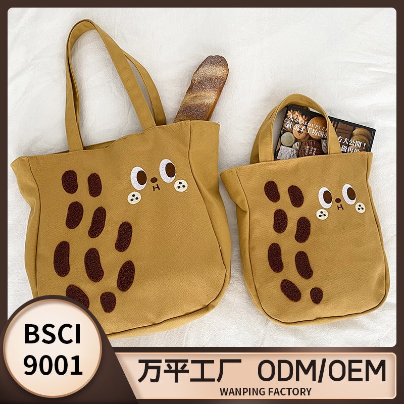 New Cartoon Fun All-Match Canvas Bag Large Capacity Shoulder Bag Ins Embroidered Casual Student Handbag Bag For Women - Image 2