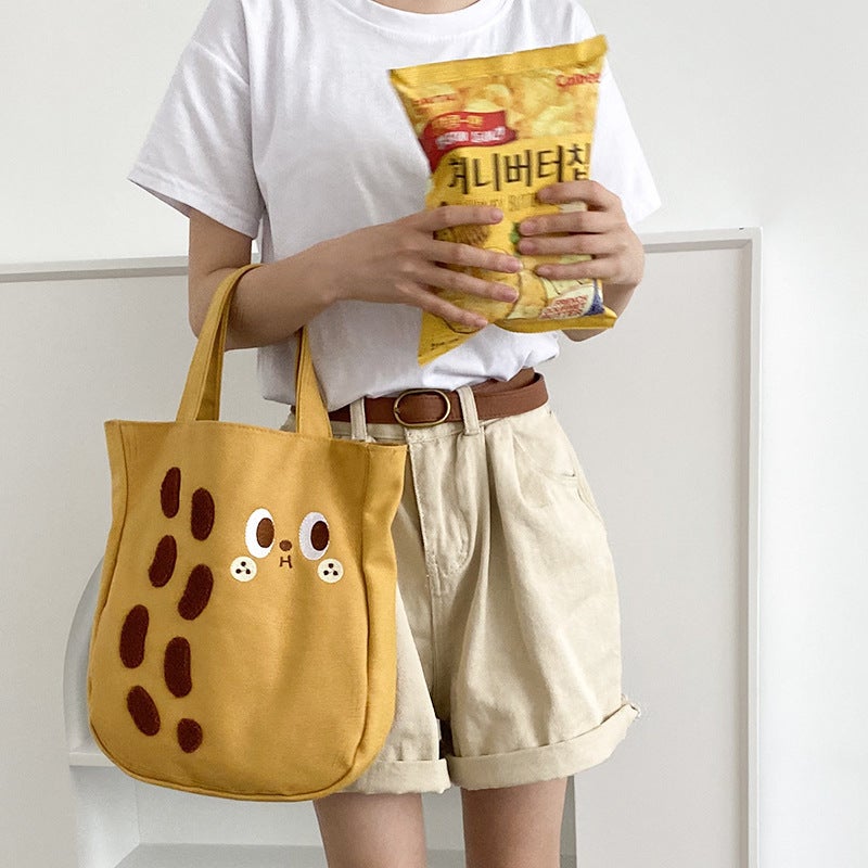 New Cartoon Fun All-Match Canvas Bag Large Capacity Shoulder Bag Ins Embroidered Casual Student Handbag Bag For Women - Image 5