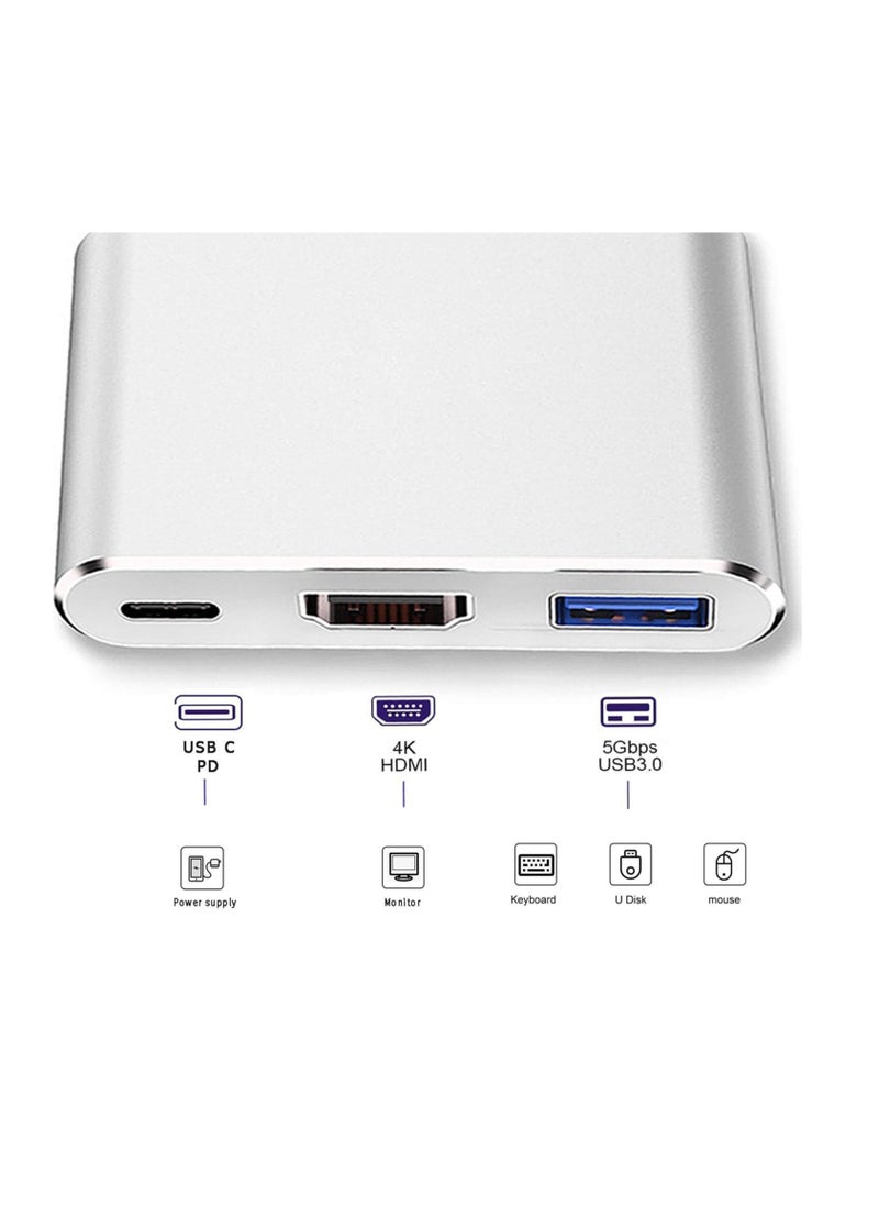 ماركة غير محددة محول USB-C الى HDMI يدعم 4K - 30Hz - كيبل من النوع C 3 في 1 لماك بوك برو 2017 - 2018 وماك واي ماك وكروم والمزيد اجهزة USB 3.0 نوع متعدد الالوان ام  - Image 5