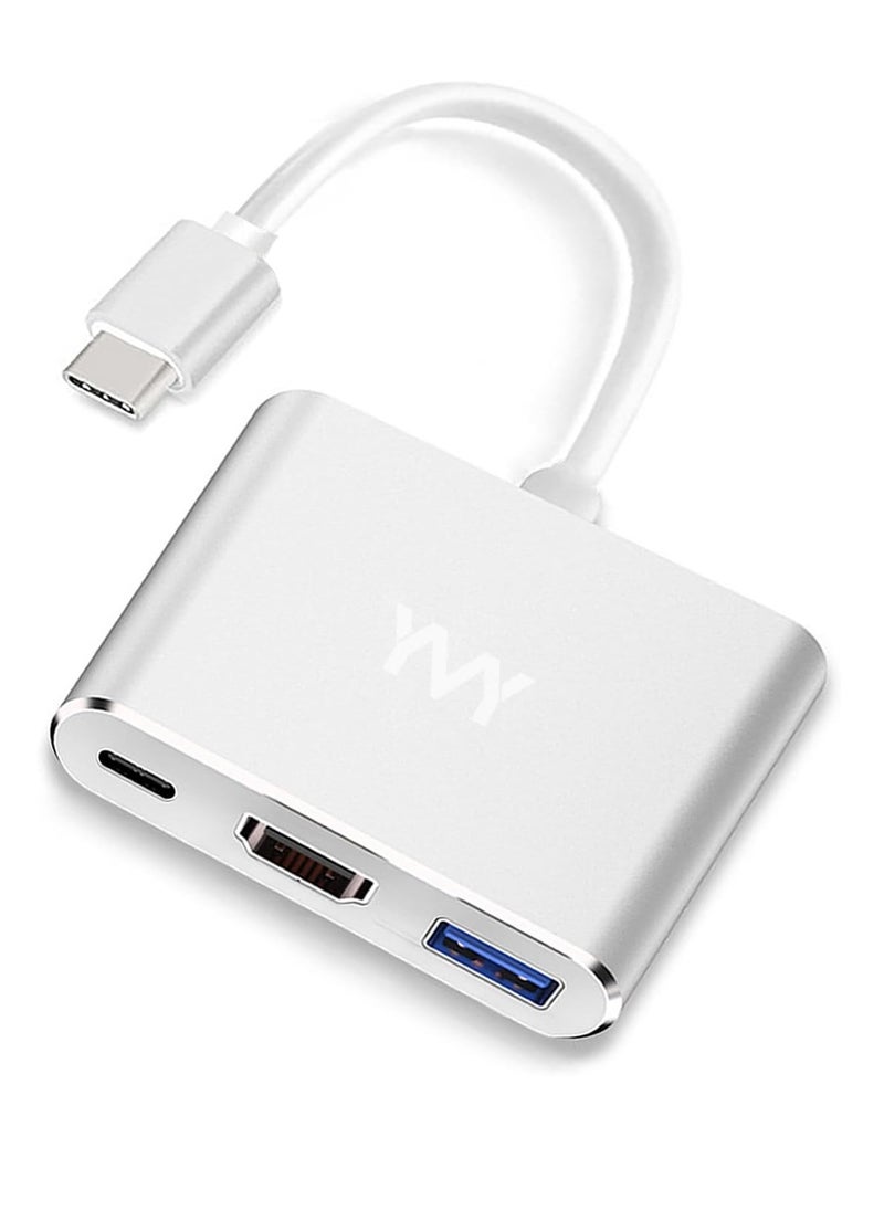 ماركة غير محددة محول USB-C الى HDMI يدعم 4K - 30Hz - كيبل من النوع C 3 في 1 لماك بوك برو 2017 - 2018 وماك واي ماك وكروم والمزيد اجهزة USB 3.0 نوع متعدد الالوان ام  - Image 2