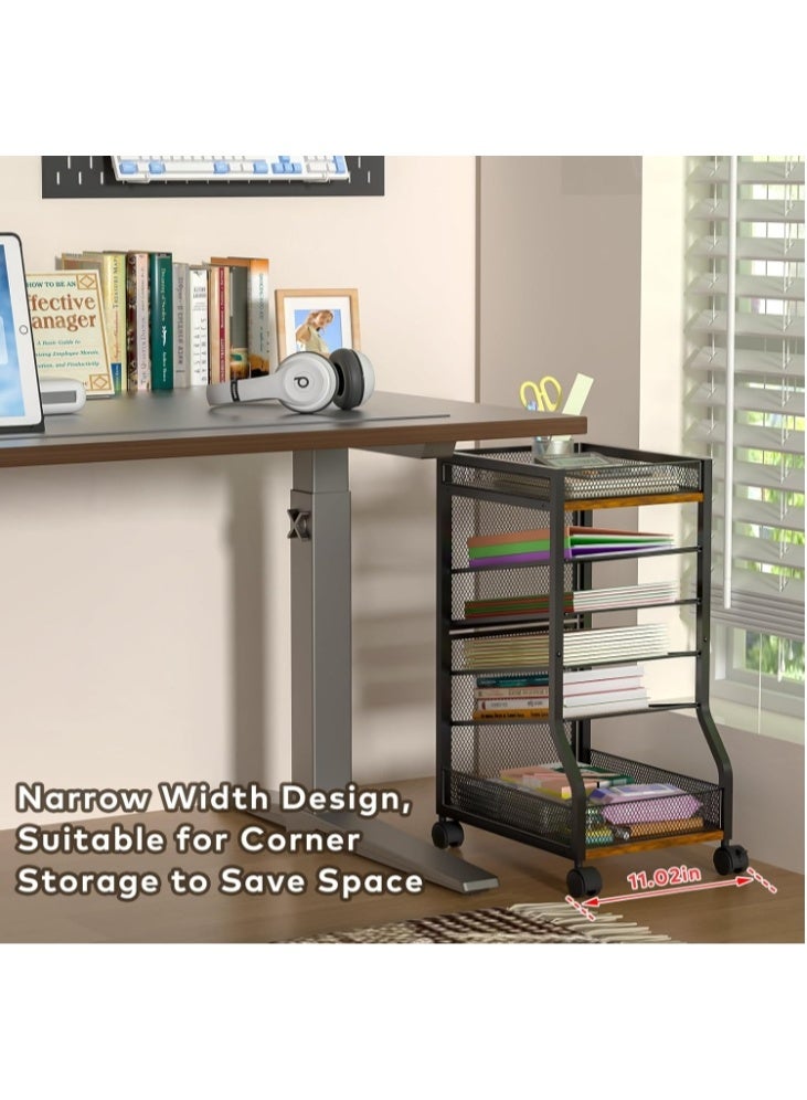 Forthcan 6-Tier Standing File Organizer, Rolling File Cart with Sliding Mesh Paper Letter Trays, Slim Under Desk File Holder, Portable Office/Study/Home Organizer - Image 4