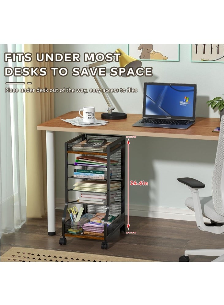 Forthcan 6-Tier Standing File Organizer, Rolling File Cart with Sliding Mesh Paper Letter Trays, Slim Under Desk File Holder, Portable Office/Study/Home Organizer - Image 2