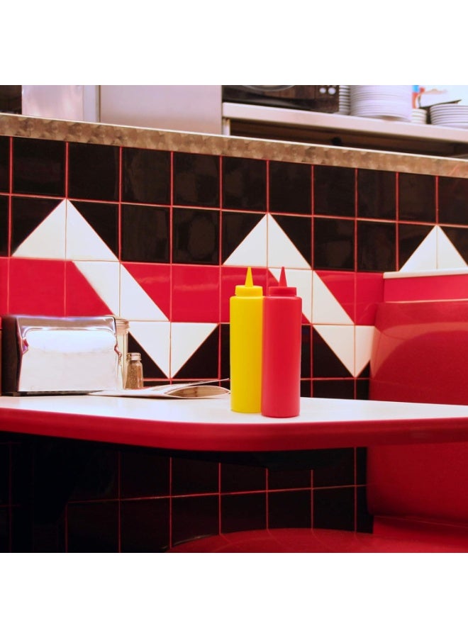 هابي هوم عبوة من 6 قطع كاتشب ومسطردة فارغة مصنوعة من البلاستيك - قابلة لاعادة الملئ - سهلة الاستخدام مناسبة للمطبخ ولوازم المطعم وشاحنات تقديم الطعام صلصة الشواء، الحرف اليدوية 450 مل (احمر) - Image 2