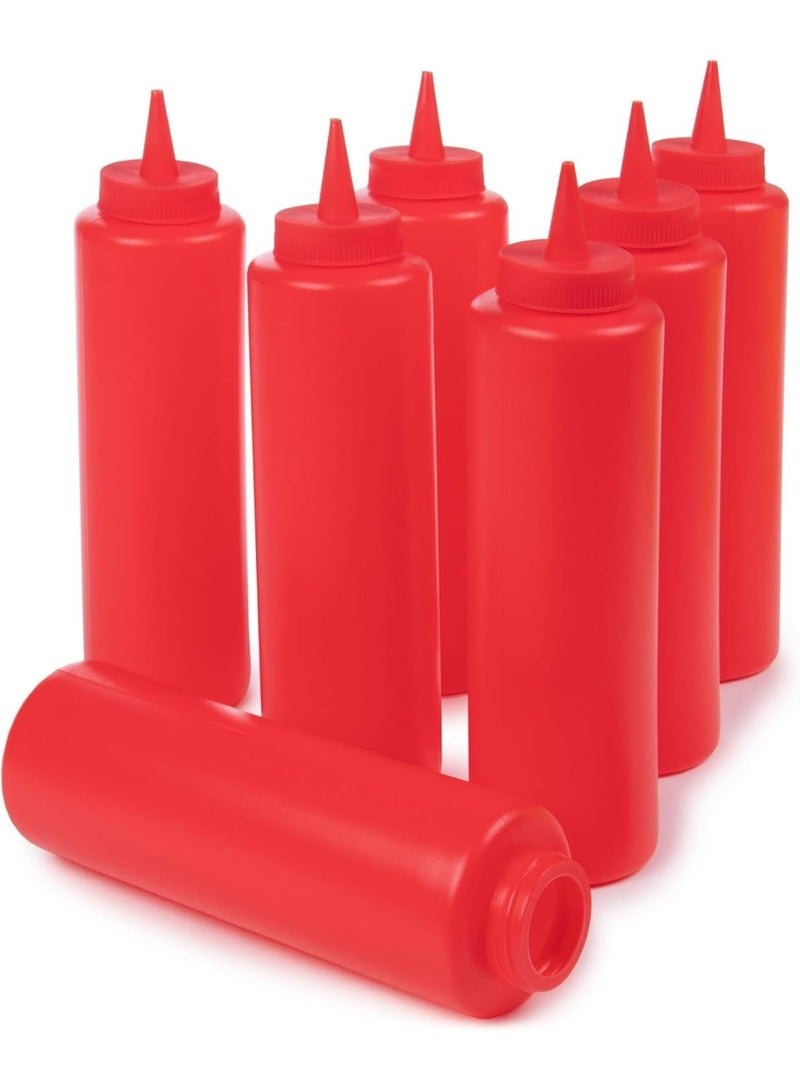 هابي هوم عبوة من 6 قطع كاتشب ومسطردة فارغة مصنوعة من البلاستيك - قابلة لاعادة الملئ - سهلة الاستخدام مناسبة للمطبخ ولوازم المطعم وشاحنات تقديم الطعام صلصة الشواء، الحرف اليدوية 450 مل (احمر) - Image 3