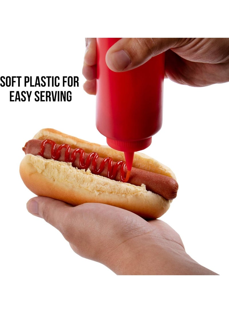 هابي هوم عبوة من 6 قطع كاتشب ومسطردة فارغة مصنوعة من البلاستيك - قابلة لاعادة الملئ - سهلة الاستخدام مناسبة للمطبخ ولوازم المطعم وشاحنات تقديم الطعام صلصة الشواء، الحرف اليدوية 450 مل (احمر) - Image 4