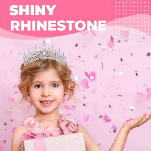 Papoopy Birthday Tiara Crown with Sash for Women, Headband Hair Accessories for Wedding Party Costume Silver - Image 4