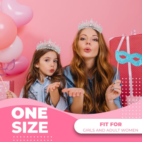 Papoopy Birthday Tiara Crown with Sash for Women, Headband Hair Accessories for Wedding Party Costume Silver - Image 3