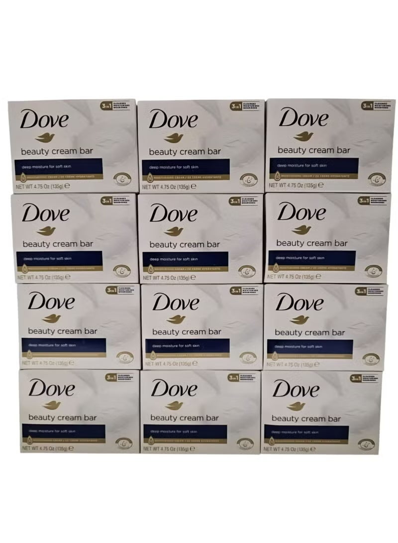 Dove Moisturising Beauty Cream Bar Soap White 135g Pack of 12 135grams